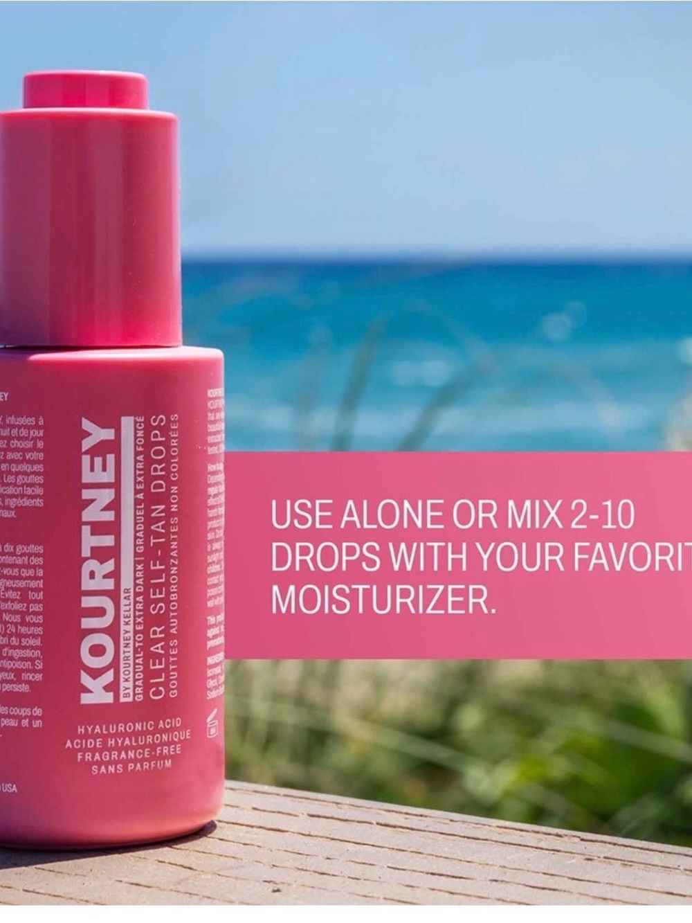 Kourtney By Kourtney Kellar Clear Self-Tan Hyaluronic Acid Drops-NWOT